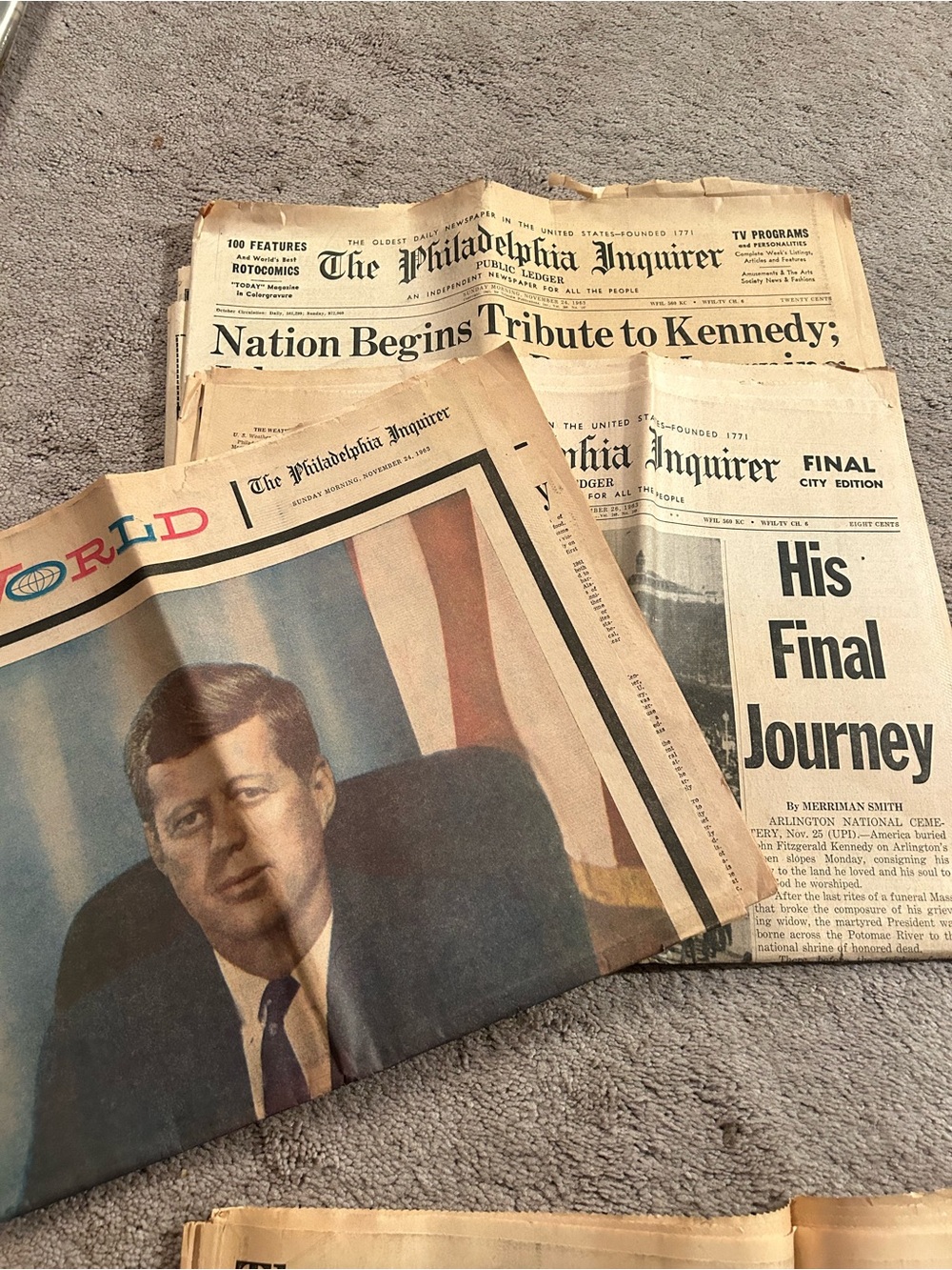 Historic JFK Philadelphia Inquirer Newspaper Bundle